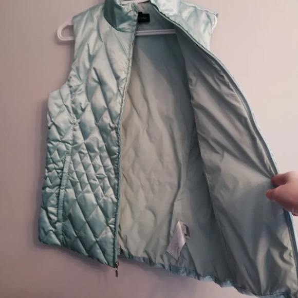 Lands' End Goose Down Quilted Puffer Vest in Shimmery Satin Zip Up Small 6-8 - Picture 7 of 15